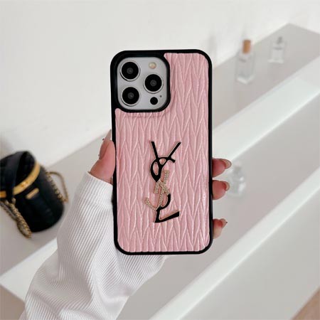 ハイブランド レザー ysl イヴサンローラン メタルロゴiphone16ケース