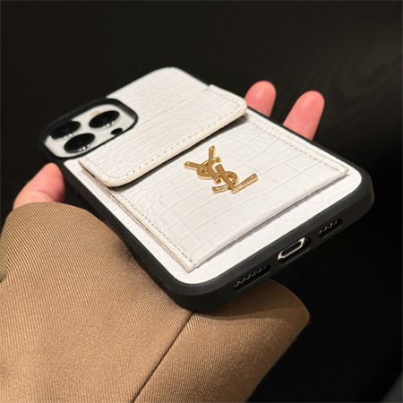 ブランド ワニ柄 ysl イヴサンローラン 背面にカード入れ付きiphone16ケース