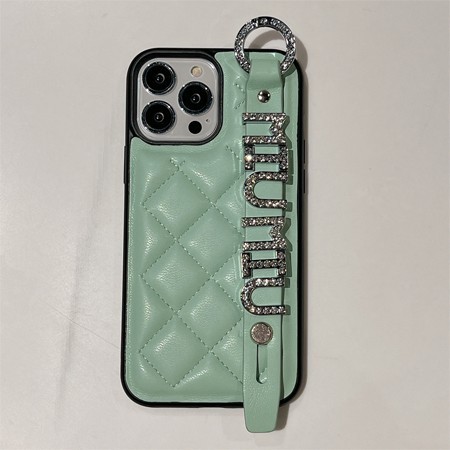 ハイブランド ミュウミュウ miumiu 手首バンド ラインストーン付きiphone16ケース