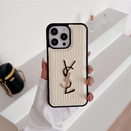 ハイブランド レザー ysl イヴサンローラン メタルロゴiphone16ケース