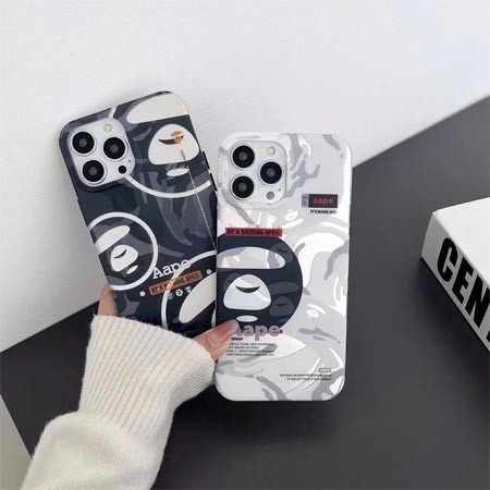 ハイブランド aape エイプ アベイシングエイプ ホットスタンプ （シルバー ）iphone16ケース