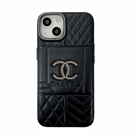 ハイブランド chanel シャネル ブランドロゴ ラインストーン付き皮製 iphone16ケース