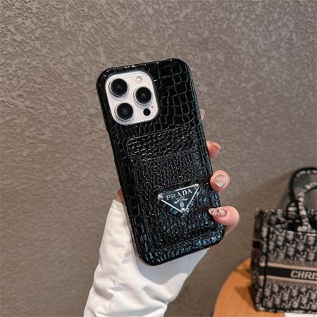 ブランド dior prada ysl ワニ柄 黒 背面にカード入れ付きiphone16ケース