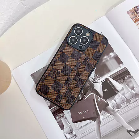 ハイブランド gucci lv burberry 背面にカード入れ付きiphone16ケース