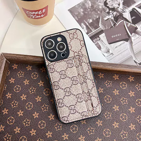 ハイブランド gucci lv burberry 背面にカード入れ付きiphone16ケース