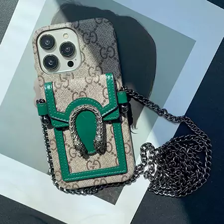 ハイブランド gucci グッチ チェーン 背面にカード入れ付きiphone16ケース