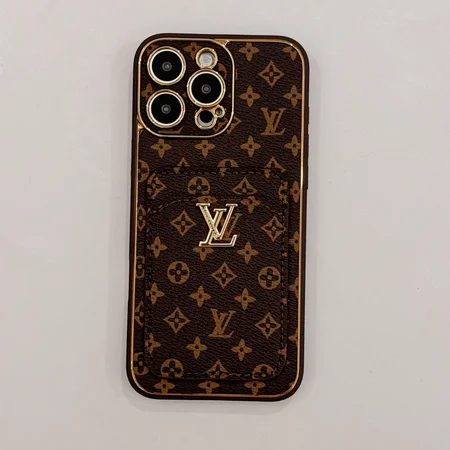 ハイブランド lv グッチ ブランドロゴ メタルロゴiphone16ケース 背面にカード入れ付き