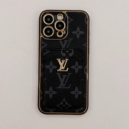 ハイブランド lv グッチ ブランドロゴ メタルロゴiphone16ケース 背面にカード入れ付き