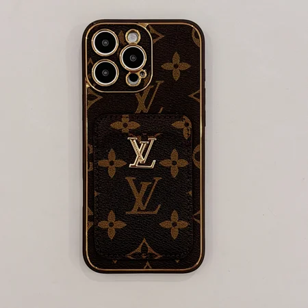 ハイブランド lv グッチ ブランドロゴ メタルロゴiphone16ケース 背面にカード入れ付き