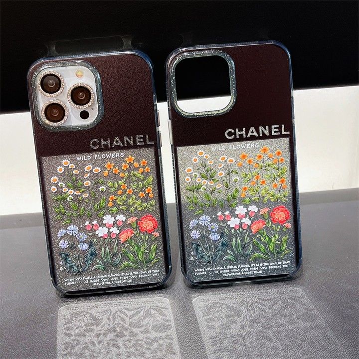 ブランド 新作の 耐衝撃 グリッター 花 chanel シャネルiphone16ケース