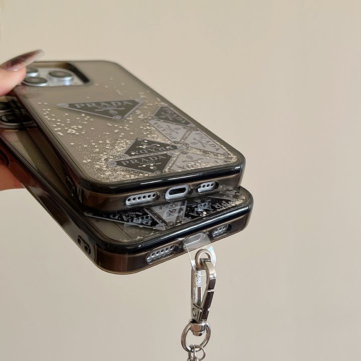 ブランド プラダ prada 透明 チェーン流砂殻iphone16ケース 
