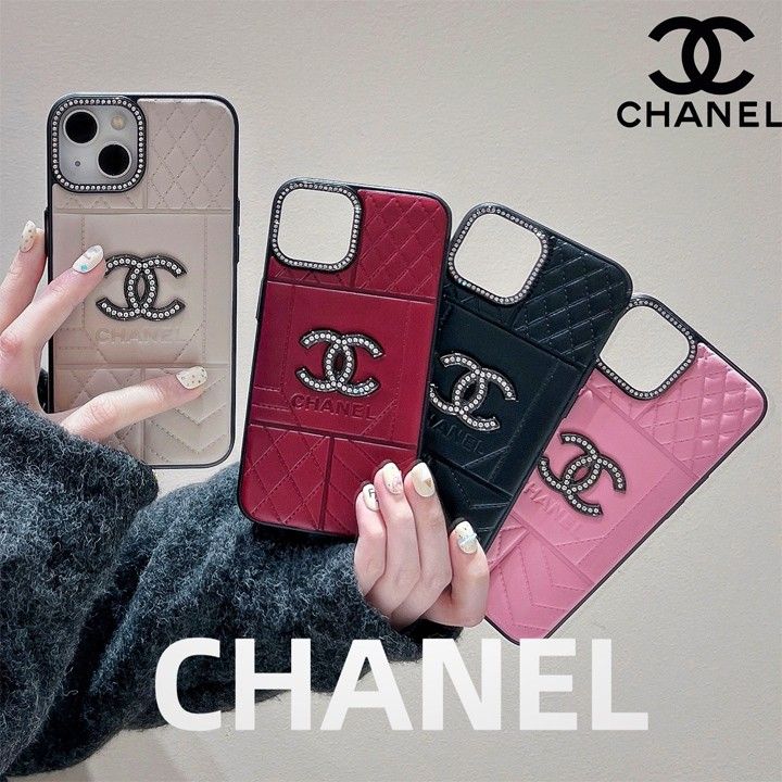 ハイブランド chanel シャネル ブランドロゴ ラインストーン付き皮製 iphone16ケース