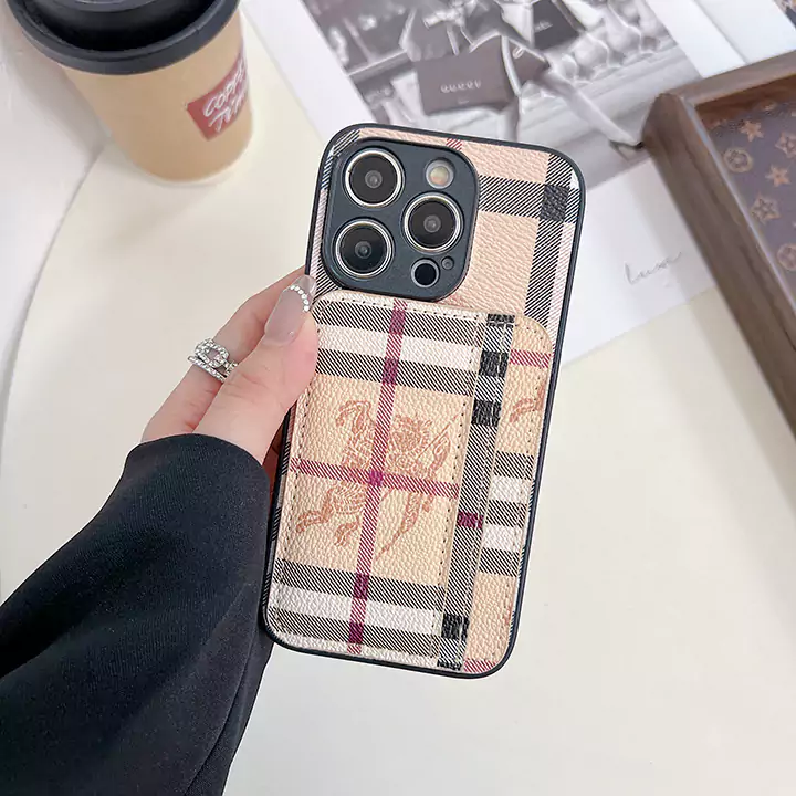 ハイブランド gucci lv burberry 背面にカード入れ付きiphone16ケース