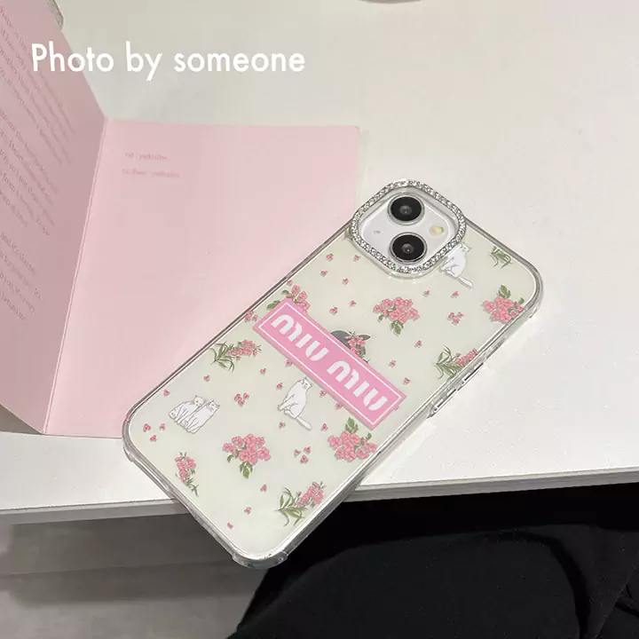 落下防止 miumiu全機種対応 iphone16ケース